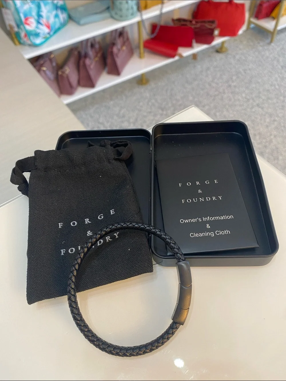 Forge & Foundry Black Braided Leather Bracelet